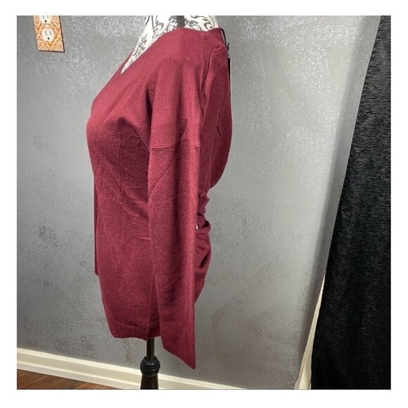 Vimmia Shavasana Reversible Sweater in Burgundy.  Long sleeve athleisure top - Picture 7 of 10